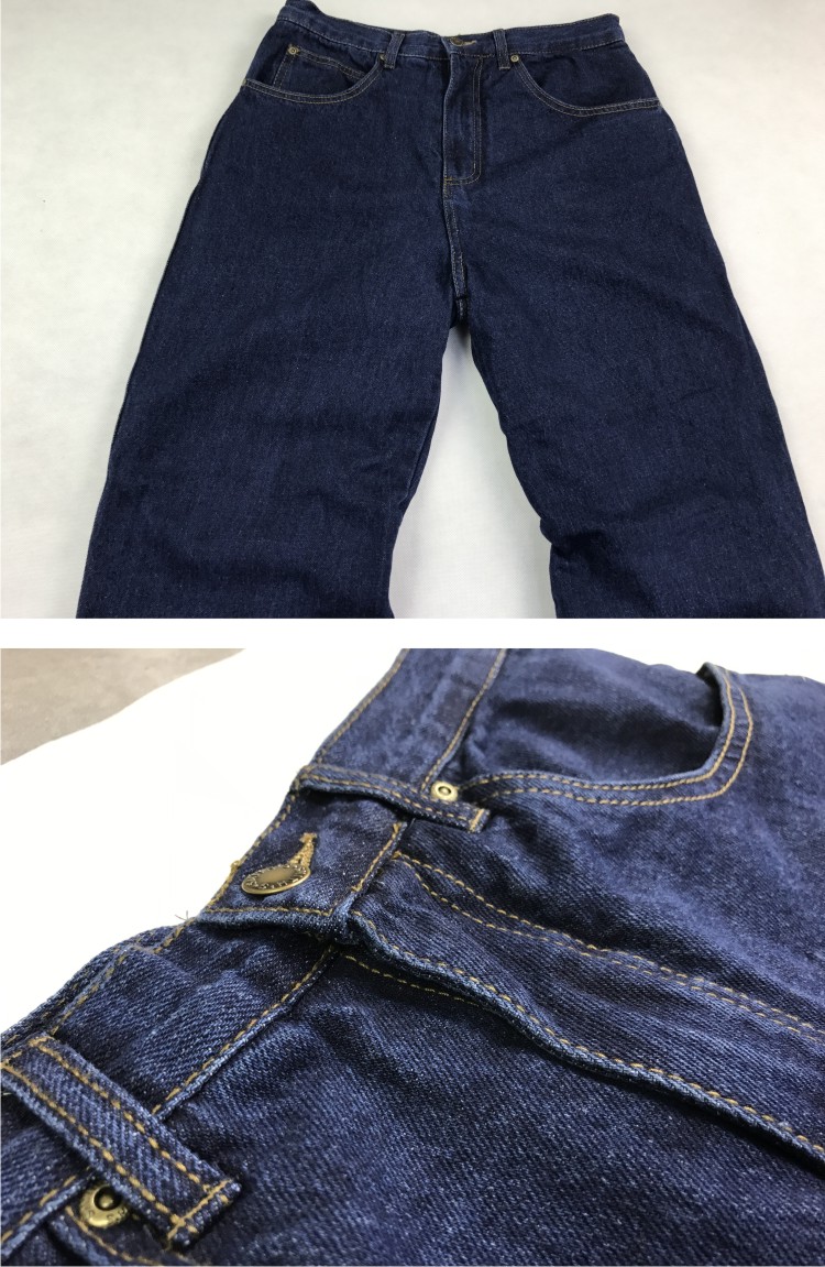 Quần lớn màu xanh sâu giặt và nhung mùa thu đông quần jean dày ấm đôi quần rộng lỏng lẻo XL jean nam
