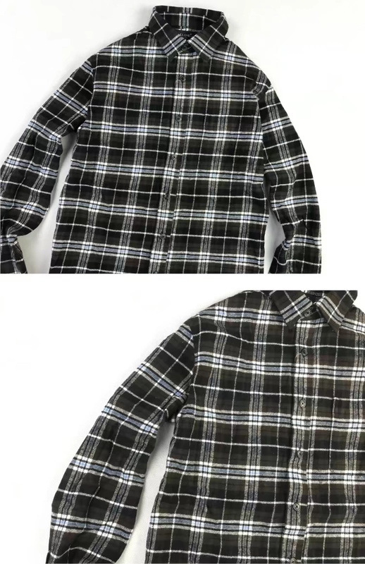 Áo kẻ sọc cotton kẻ sọc kết cấu dày áo flannel sơ mi thoải mái thoải mái XL quần áo nam
