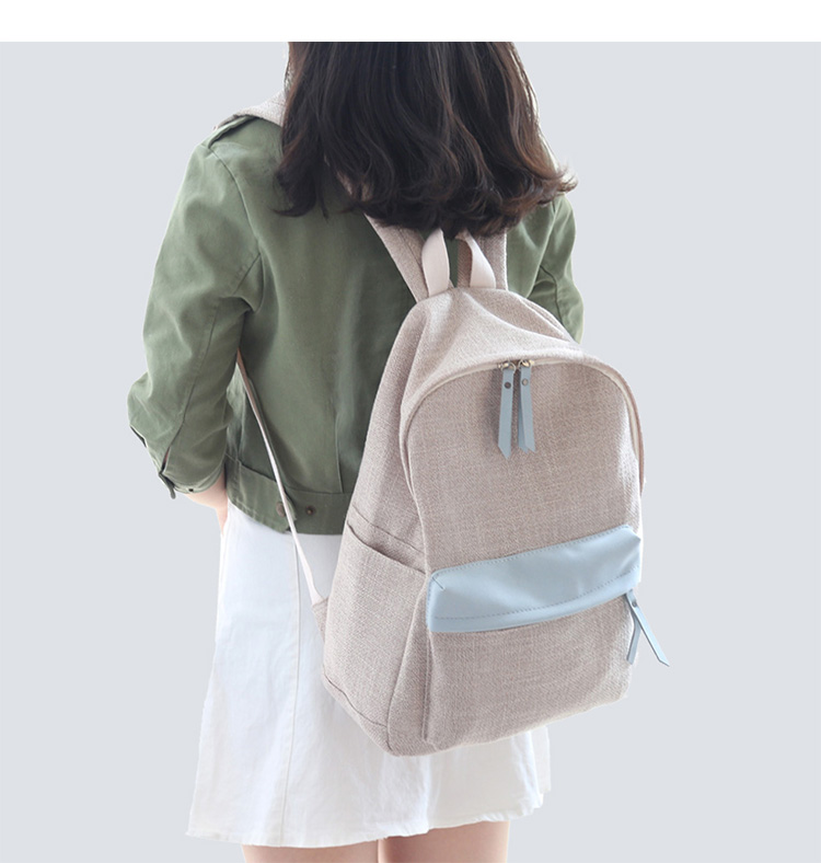 Nông thanh niên thanh niên văn học nhỏ cotton tươi và túi vải lanh vai nữ tương phản đơn giản màu ba lô học sinh trung học balo laptop nam