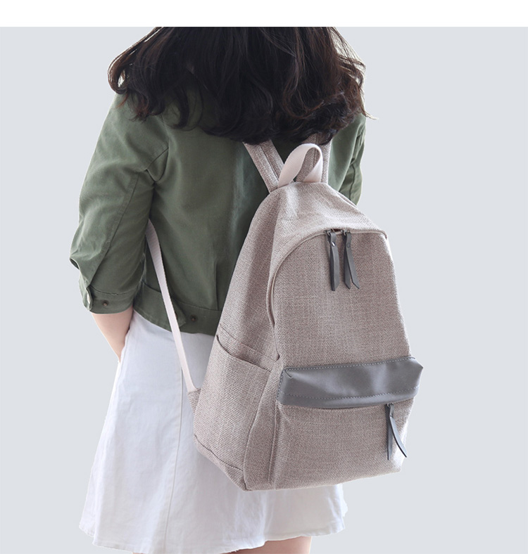 Nông thanh niên thanh niên văn học nhỏ cotton tươi và túi vải lanh vai nữ tương phản đơn giản màu ba lô học sinh trung học balo laptop nam