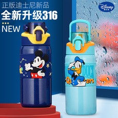 Термос/термочашка 迪士尼儿童保温杯带吸管小学生上学专用水杯子幼儿园宝宝防摔水壶