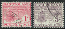 British Basutoland 1964 SC#J9~10 arrears stamps with national emblem sold 2 full (stickers)