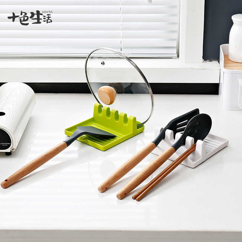 Kitchen Chopsticks Lid Containing shelf Multi-functional pan shovel rack Soup Spoon Cushion for Home Cutlery Shelf Quality Plastic