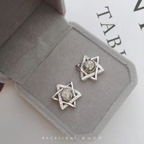 Baby Baby Baby fetal hair newborn baby hair souvenir 925 sterling silver earrings diy self made six star earrings