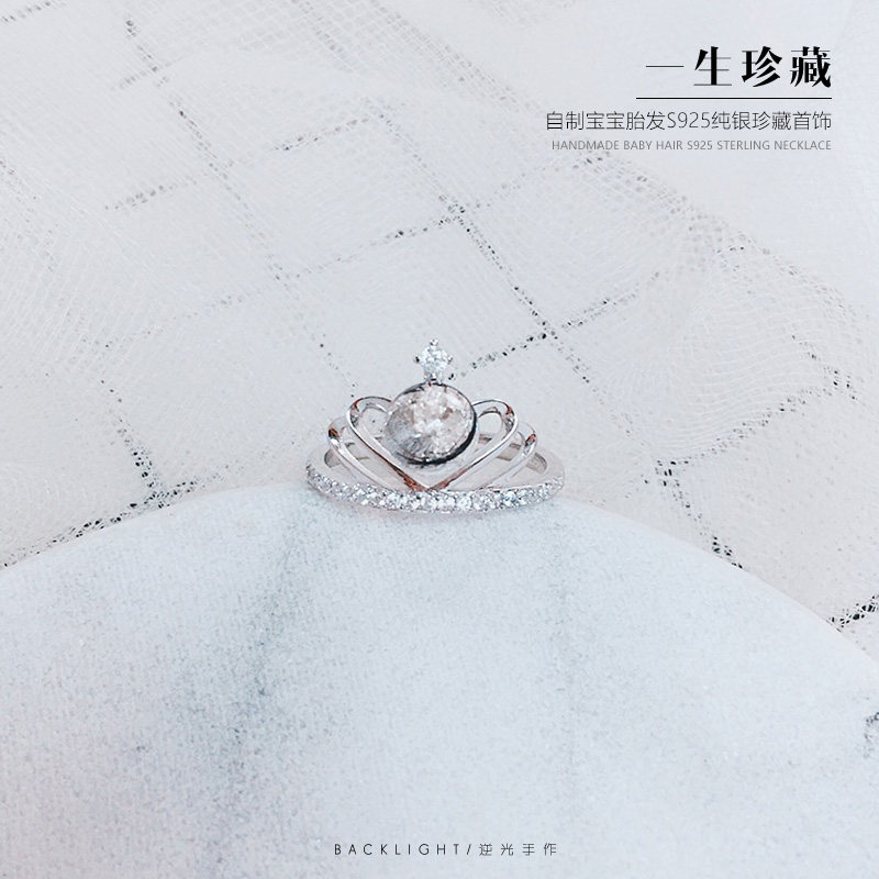 Fetal souvenir making baby hair pendant from baby fetal hair seal mommy new S925 sterling silver ring