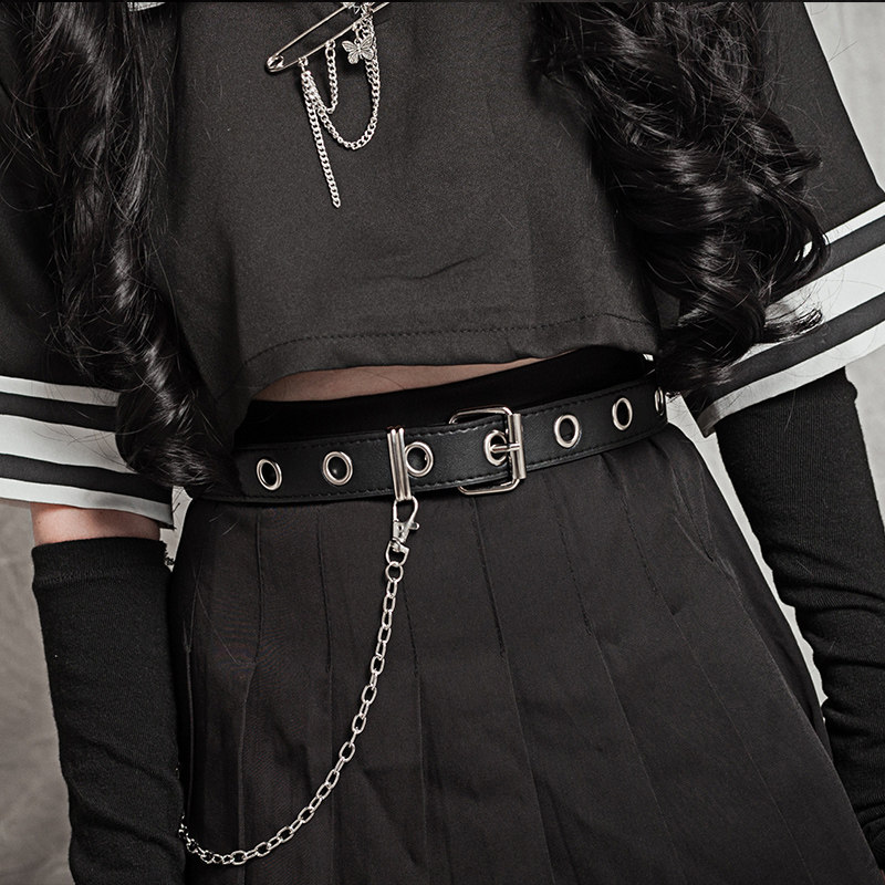 Belt Chain Jk Uniform Bad Teenage Girl Ins Tide Punk Hip Hop Leather decorated in European and American waist chain matching dresses