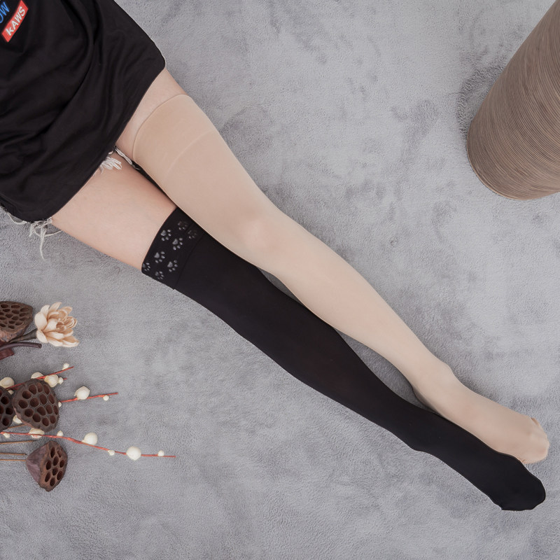 Socks female midbarrel Sox velvet jk long barrel socks woman over knee silicone anti-slip caramex stockings long leg socks with velvety thick