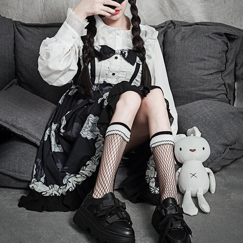 JK socks women's middle tube socks ins tide stovepipe mesh socks fishnet socks stockings dark crit attack speed socks thin summer