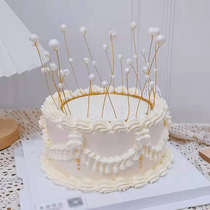 Teacher Mothers Festival Seagrass Pearl Round Crown Goddess Birthday Cake Decoration Pendulum With Light Seaweed Handmade