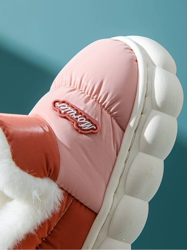 Зимние тапочки, удерживающая тепло нескользящая водонепроницаемая детская сумка для мальчиков с пухом, семейный стиль