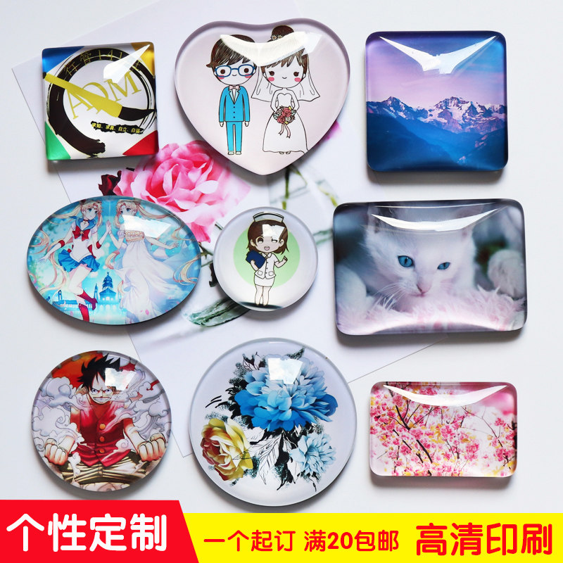 DIY Personality Customised Crystal Glass Magnetic Fridge Glued To Company Memorabilia Booking Photo Magnet Gift