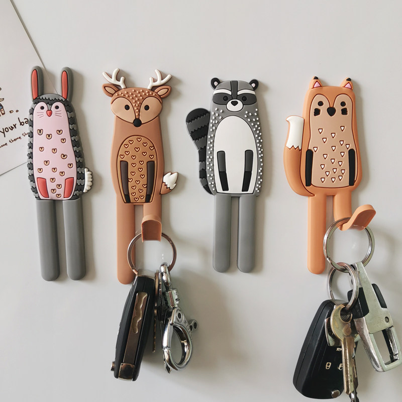 Creative cute animal refrigerator sticker magnet hook strong magnet key door hanger 3D stereo Nordic ins