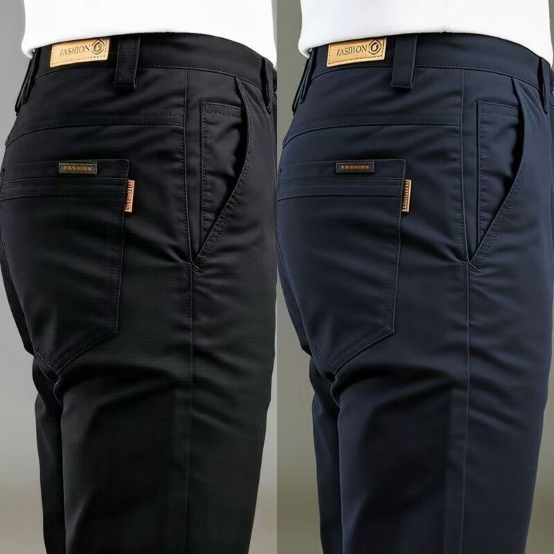 Trendy Spring and Autumn Versatile New Men's Wrinkle-Resistant Casual Pants, Slim Fit Stylish Straight-Leg Pants, High-End Business Solid Color Long Pants
