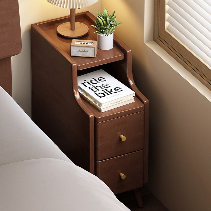 Full solid wood bed head cabinet Small extremely narrow ultra narrow bedroom 35cm width 40 Jean about 20 cm Mini clip sewn bedside cabinet-Taobao