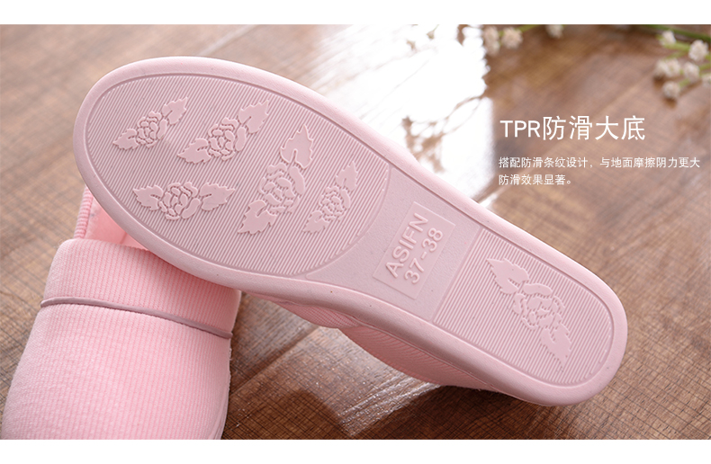 Dép cotton nữ mùa xuân mềm đáy ấm với bông sau sinh kéo cotton chống trượt mùa thu và mùa đông mỏng phần thoáng khí dép đi học nữ cấp 2