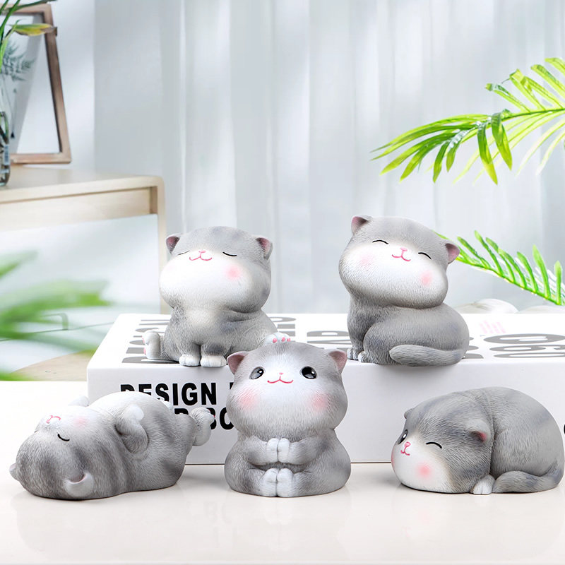 Cute cat resin ornaments creative Japanese living room bedroom table top trinket Christmas birthday gift woman