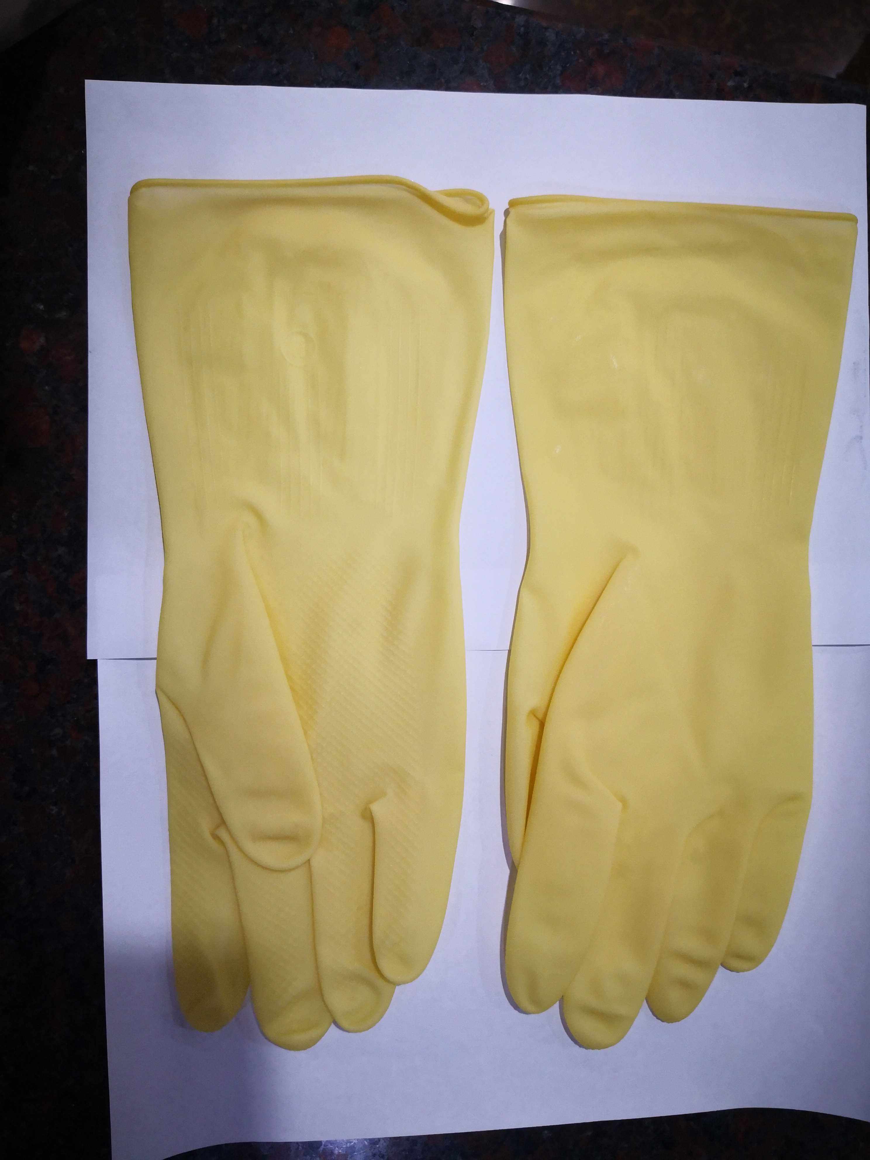 A rubber glove with a