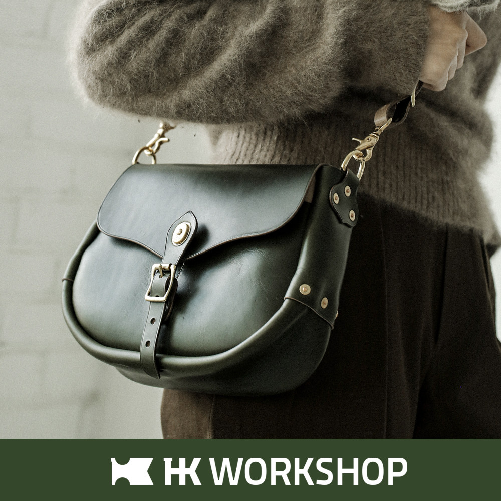 HK workshop Holvin head layer cowhide handmade retro classic small saddle bag Messenger hand carry shoulder bag