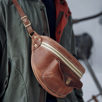 HK hand-made full leather chest bag AP-2 lightweight backpack retro classic trend motorcycle shoulder messenger bag fanny pack