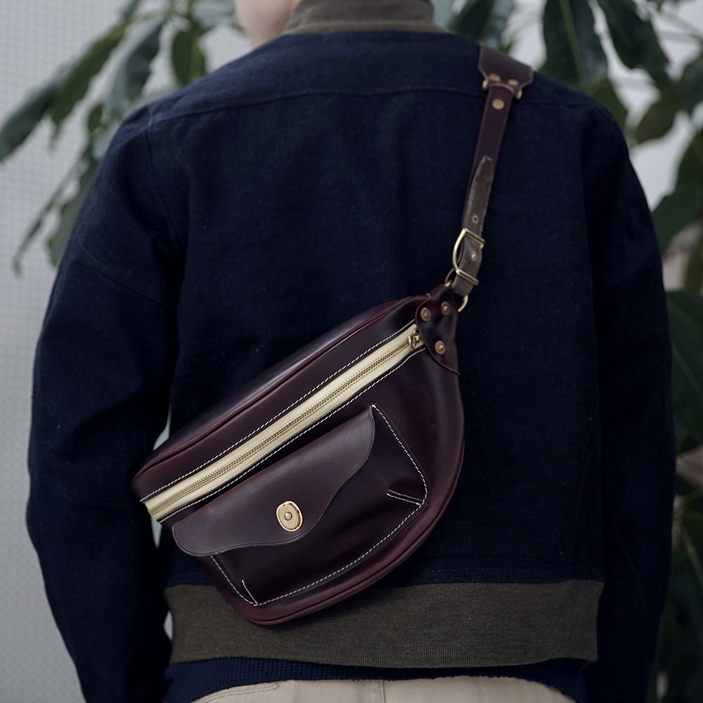 HK hand-made full leather chest bag AP-2 lightweight backpack retro classic trend motorcycle shoulder messenger bag waist bag