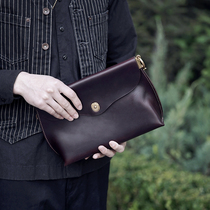 HK retro hand-made Horween cowhide handmade retro vertical version gentleman and lady universal clutch handbag