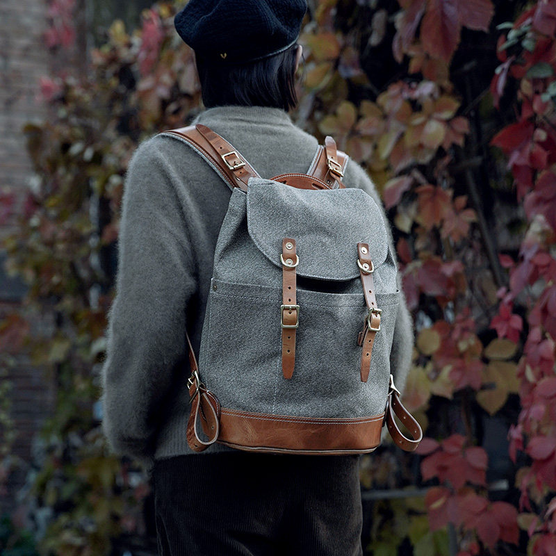 HK Workshop Medium Pepper Salt Canvas Backpack M39 Vintage Outdoor Camping Travel Commuter Bag