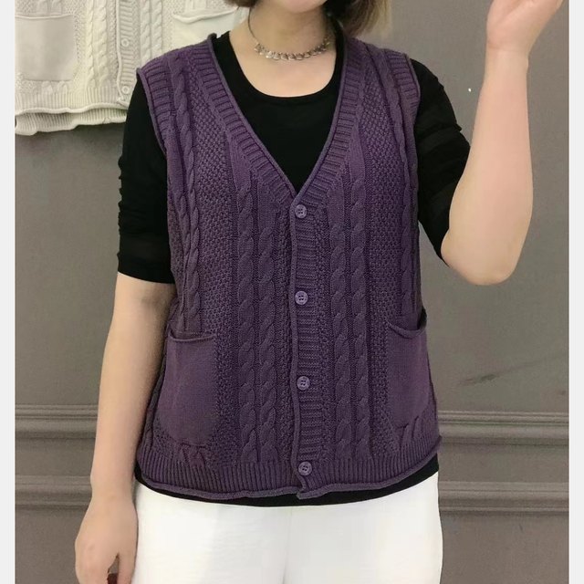 2023 Spring Knitted Vest New Sweater Mom Knitted Sweater New Personalized Single Layer Versatile Button