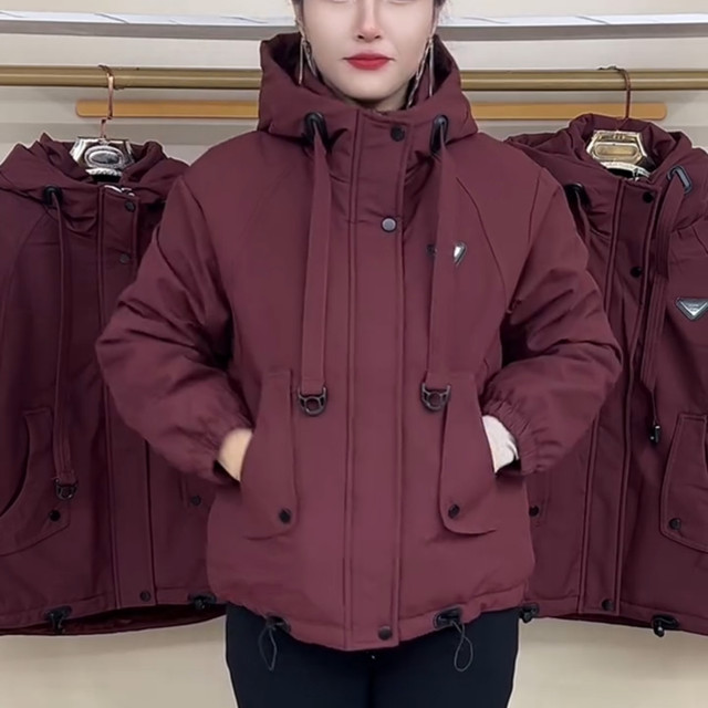25 years of velvet thickened parka women's tops winter new fashion versatile windproof casual warm short jacket