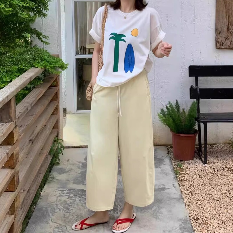 Special Offer Balloon Pants Summer 3D Cut Sun Protection Anti-Wrinkle Slimming Stylish Nine-Point Wide-Leg Pants Haiwein