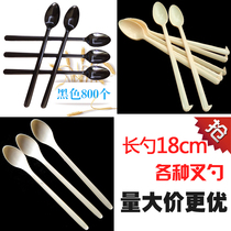 Long and thick with open knife disposable plastic long handle spoon burning fairy grass sand Ice long ice Spoon soup milk tea stir spoon