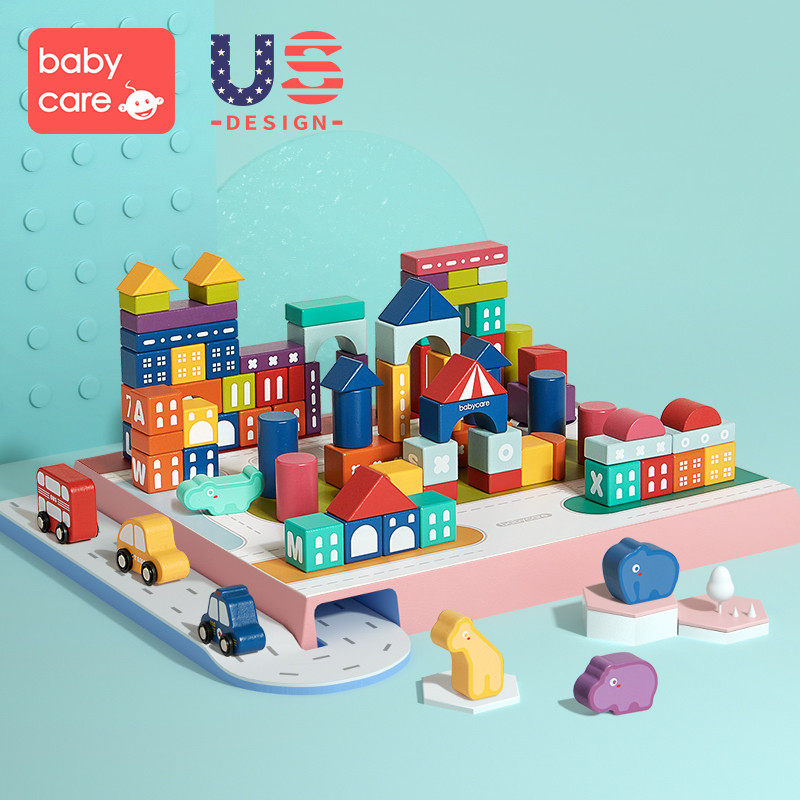 babycare baby building blocks wood baby boys and girls 1-2-3 years old children enlightenment assembly toys puzzle