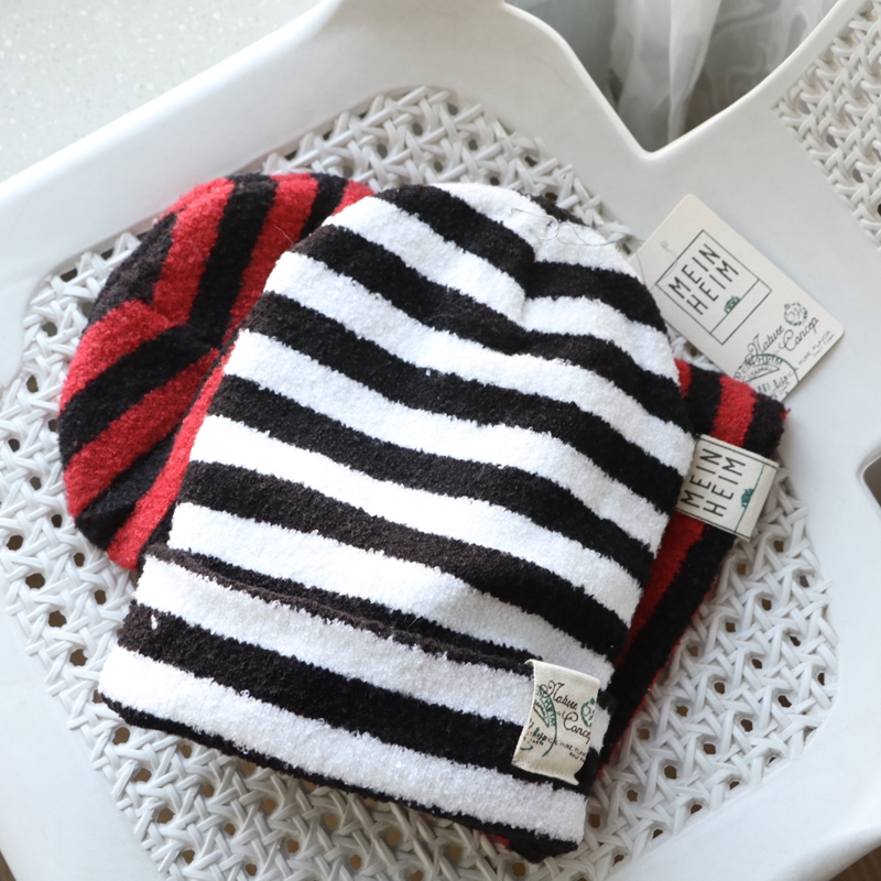 Winter warm cotton yarn terry hat stripes for boys and girls