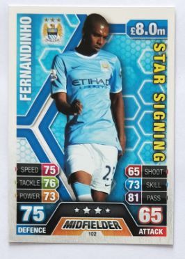 TOPPS 2013-14 Premier League Star Fernandinho Lazio SS Flashcard(Soccer 2