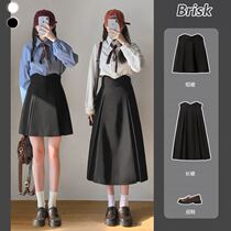 Pankaxi Xiansen black skirt spring and autumn large size a-line short skirt high waist shows thin and sagging mid-length hip skirt