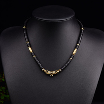 Authentic Thai black coconut shell Buddha chain 18K gold-plated silver-plated does not fade short necklace Buddha chain single hanging section