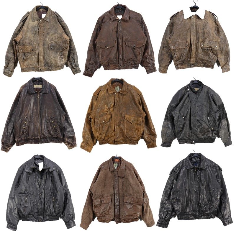 Vintage Leather Men's A2 Vintage Short Loose Aviator Leather Jacket B41
