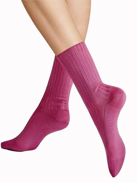 Snugli German Imported Hudson Rib Soft Glossy Striped Ribbed Candy-Colored Fashionable Mid-Calf Women's Socks