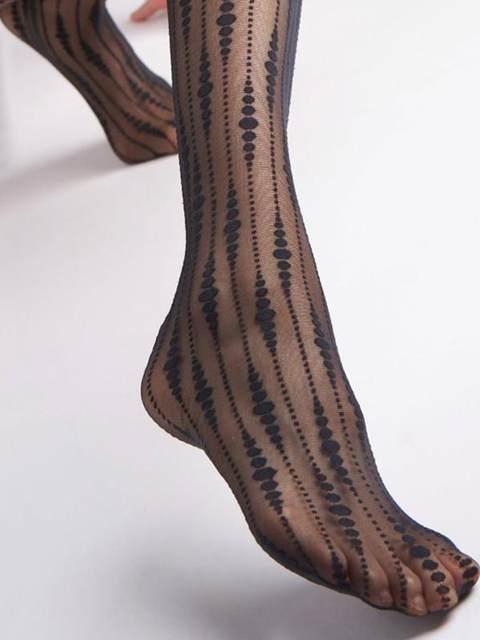 German Imported Hudson Trend Fashion Striped Matte T-Crotch High-Waisted 40D Sexy Black Pantyhose for Spring and Autumn