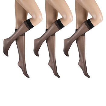 [3 Pairs Pack] German Imported Hudson Simply Shine 15D Glossy Silky Mid-Calf Socks for Women