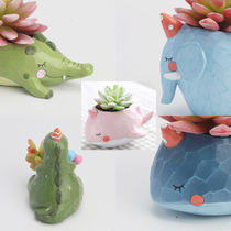 Creative zakka groceries whale garden party small animals succulent plant flower pot home decoration birthday gift