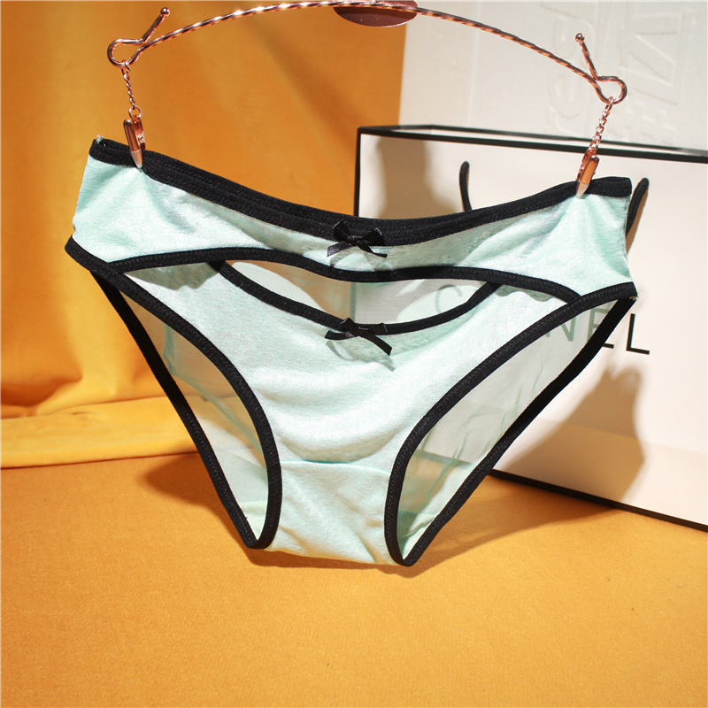 New Products STYLE Velvety Smooth Silk Lace Transparent Sexy Lady Underpants Wide Waist Head Pure Color Triangle Pants head