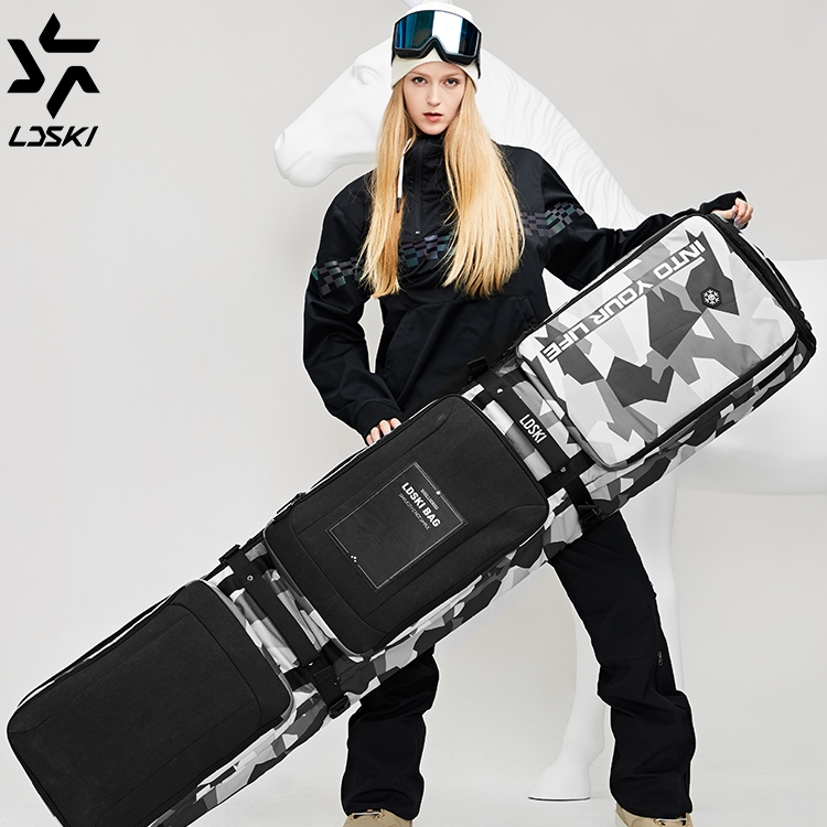 LDski Atom ski ski bag waterproof large capacity with roller single double board men and women outdoor wear-resistant ski equipment