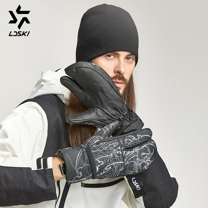 LDSKI Ski Gloves Waterproof Goat Ski Ski Ski Gloves Inside Finding Double Plate Vertical Equipment