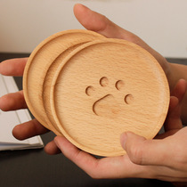 (In stock) Japanese creative wooden cute bear paw coaster beech wood mug coffee cup insulated coaster