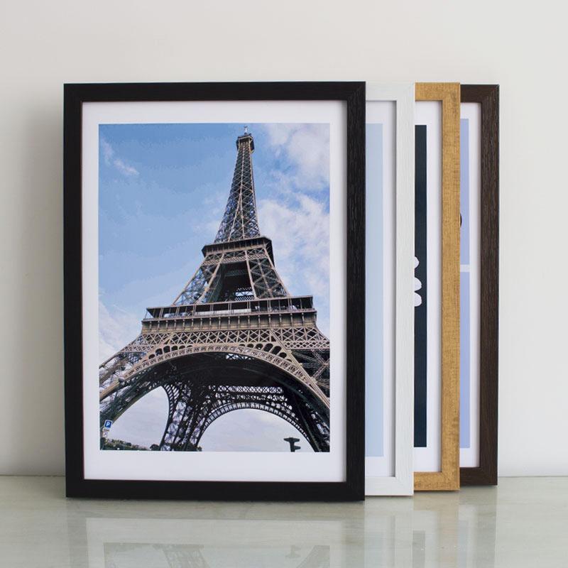 Solid Wood Rectangular Photo Frame for Tabletop or Wall Hanging, 16 Inches, Poster Mounting Frame, A3 A4 Framing