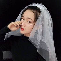 New Wedding Head Yarn Headwear Photo-Head Gauzes Red Retro Self-Shooting Props Parent-child Headline Shorts Short