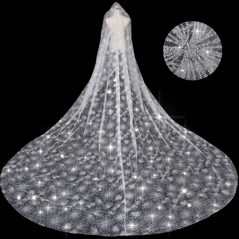 Shake-in-the-same head yarn superfairy shiny bridal head yarn woman photo-head yarn long trailing Korean style wedding dresses