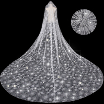 Shake-in-the-same head yarn superfairy shiny bridal head yarn woman photo-head yarn long trailing Korean style wedding dresses