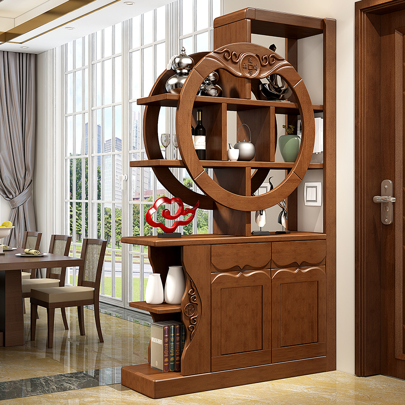 Solid wood room cabinet double-sided entry door entrance partition cabinet screen hollow wine cabinet shoe cabinet integrated living room entry hall cabinet