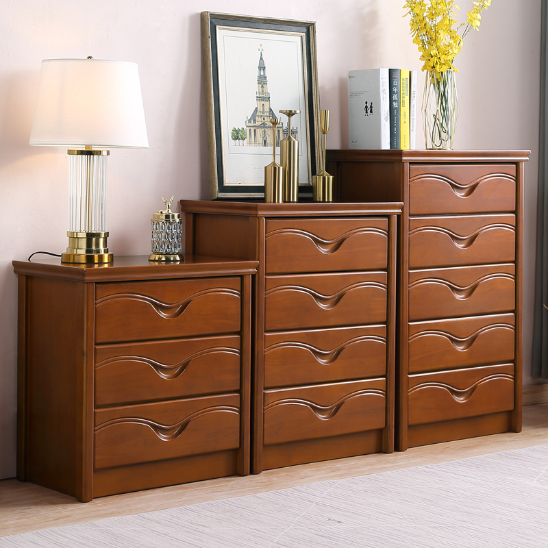 Solid wood bucket cabinet Three-45 bucket closet Living room Bedroom Home Multi-drawer cabinet Floor Containing Standing Cabinet Dwarf Cabinet Door Hall Cabinet